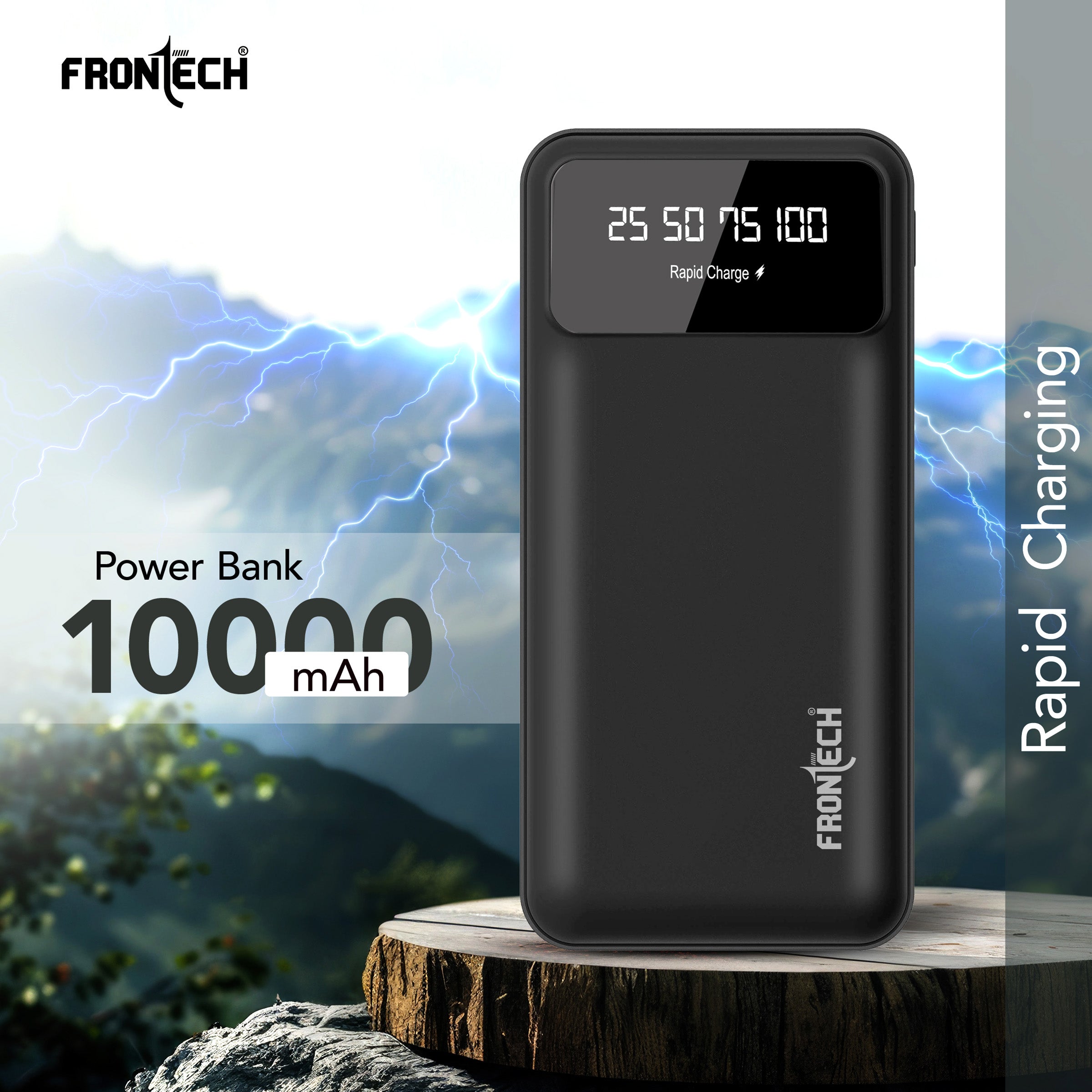 Frontech 10000mAh Power Bank | 22.5W Rapid Charging | Dual USB Output & Type-C Input | LED Torch Light & Battery Indicator | Li-Polymer Battery (PB-0006) Frontech 10000mAh Power Bank | 22.5W Rapid Charging | Dual USB Output & Type-C Input | LED Torch Light & Battery Indicator | Li-Polymer Battery (PB-0006)